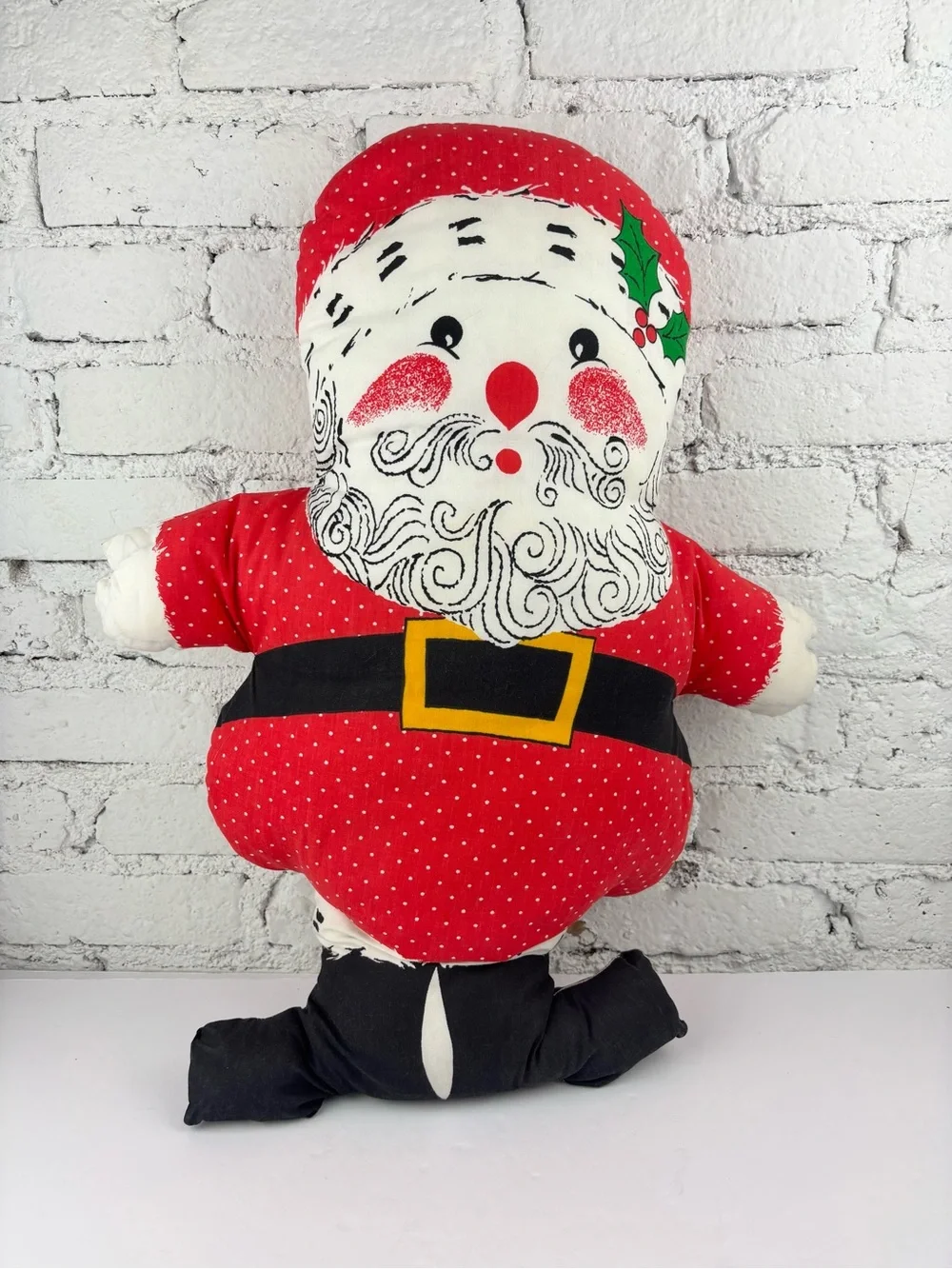 Vintage Santa Plush Holiday Pillow Doll